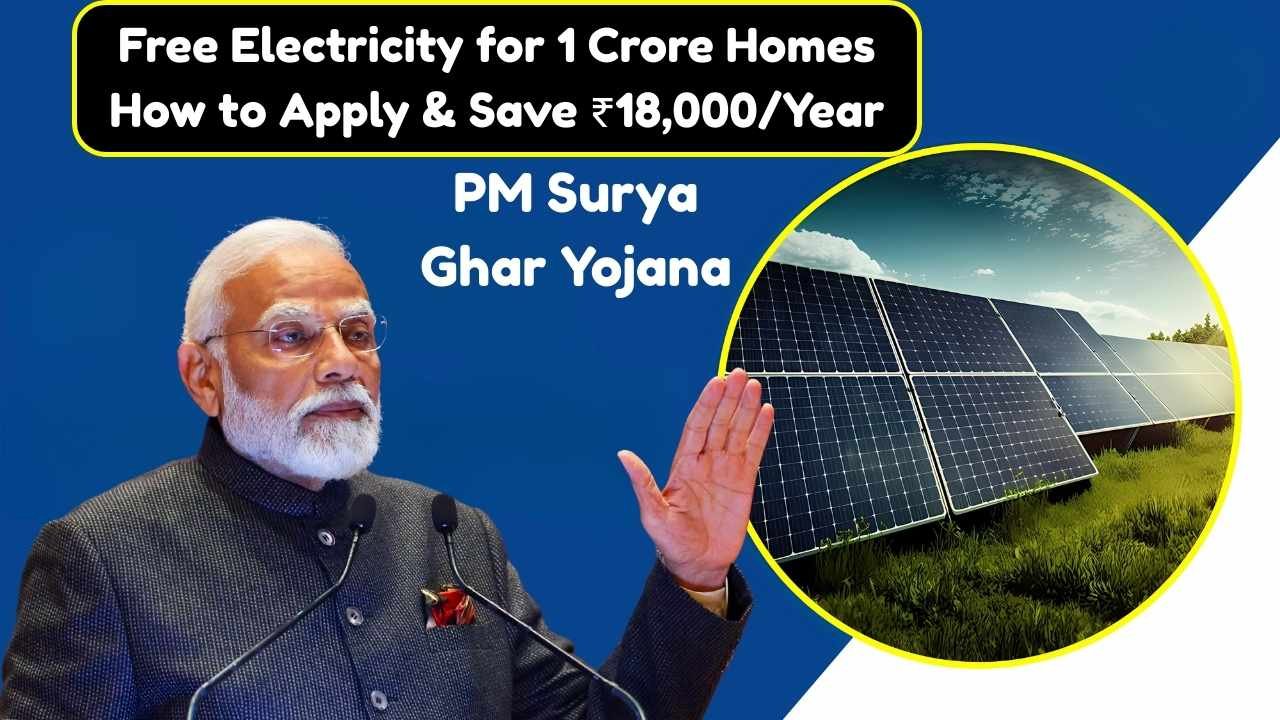 PM Surya Ghar Yojana 2025 Free Electricity for 1 Crore Homes How to Apply & Save ₹18,000/Year
